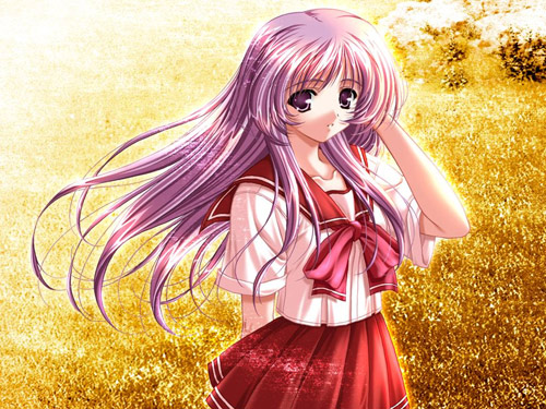 Personnage manga cheveux violets